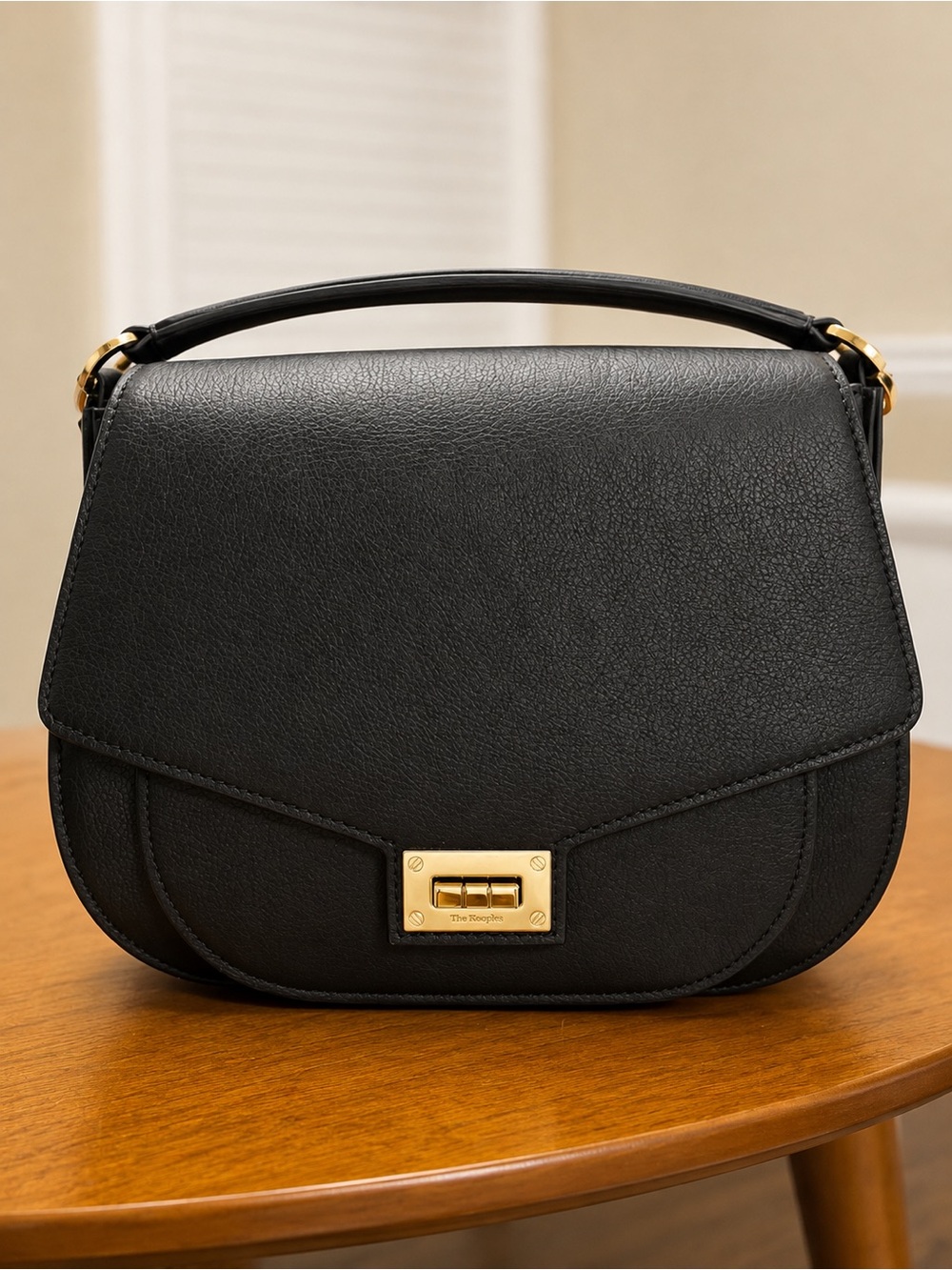 NWT Kooples Hobo Black Leather Saddle Bag with Gold Hardware and Removable Strap